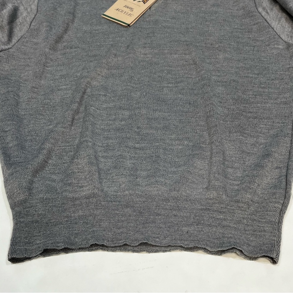 Vintage 80s Jantzen Acrylic Gray Pullover Sweater Men Large Pinhole Sleeve - Picture 4 of 16